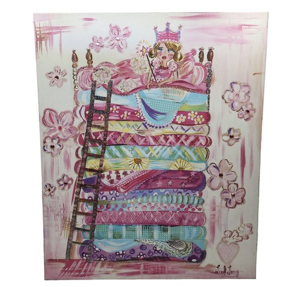 Liesl Long Princess In Bed Canvas Art Girls Painting Pink 2015 Original 24x20